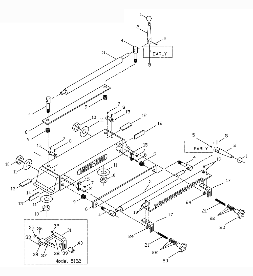 Fig-0 Diagram and Parts List for 7216  Porter Cable Dovetail Machine